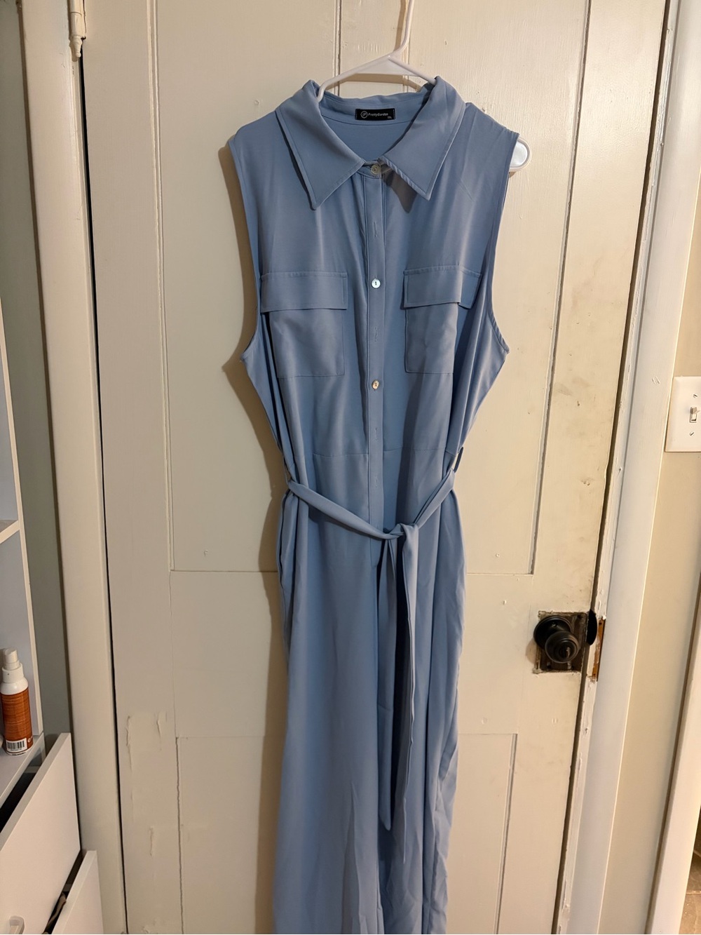 Pretty Garden Collared Light Blue Jumpsuit